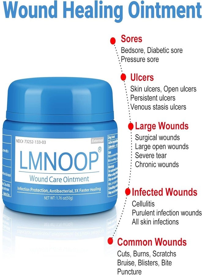 لمنوب مرهم LMNOOP® لعلاج الجروح، للجروح المزمنة، وقرح الفراش، وقرح الجلد، والتهاب النسيج الخلوي، والحروق، والقروح، والجروح الجراحية، والجروح المصابة، والخدوش، والفقاعات، وتسكين الألم، ومضاد للعدوى، وكريم مضاد للالتهابات - Image 3